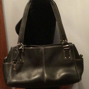 Black Leather Fossil Shoulder Handbag/Purse